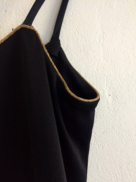 Vintage black jumpsuit, 1970s, sleeveless, gold t… - image 6