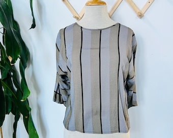 Vintage striped blouse, gray gold, made in England