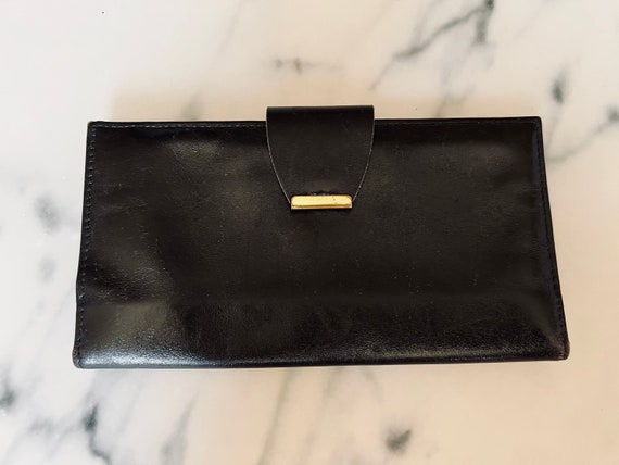Vintage leather wallet, black, zipper pocket, boh… - image 2