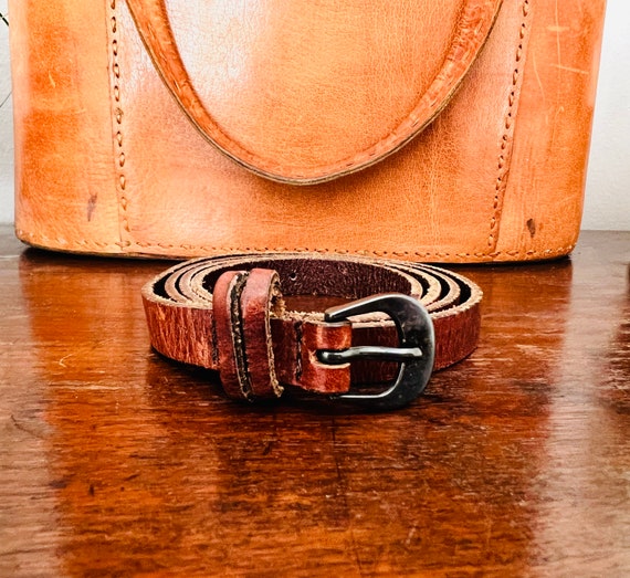 Beautiful vintage leather belt Vintage 1970s Leather Belt Agate – Pyar&Co main image 4