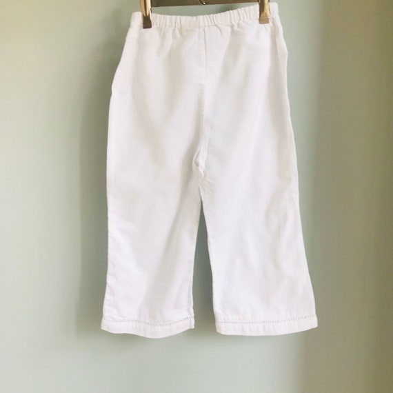 Baby vintage pants, girls, white cotton linen - image 4