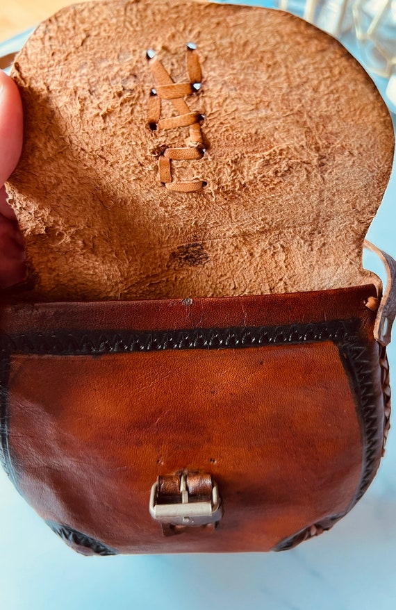 Vintage leather purse / bag, small, boho, western… - image 10