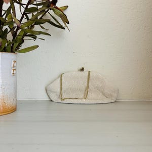 Vintage beaded purse / evening bag, white