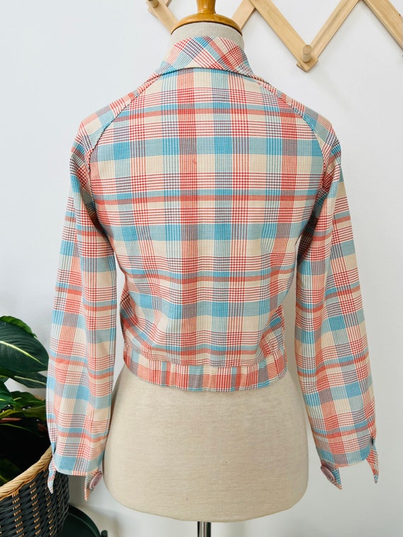 Vintage plaid jacket, cropped, retro 1960s, small… - image 9