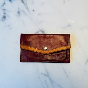 Cartera vintage de piel, marrón, bolsillo con cremallera, boho, mujer