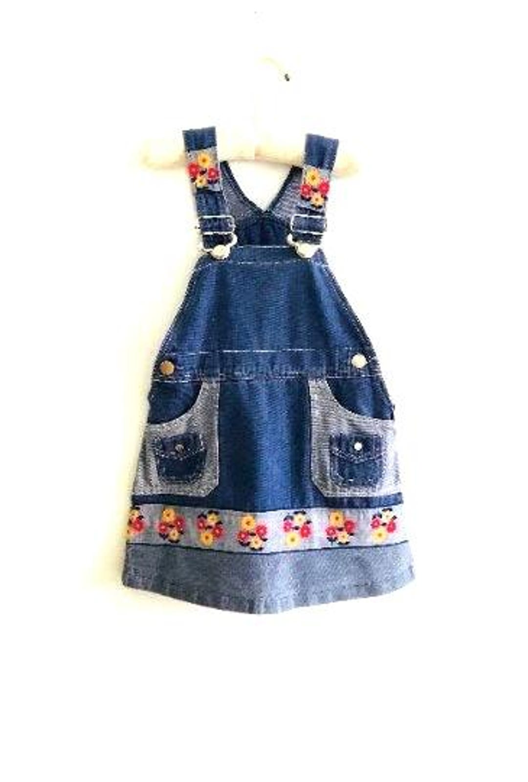 embroidered denim overall dress Girls Dress, Denim, Boho, Age 2-3 Size:6 mo Cute AF Unicorn Femboy kids on king online Maxi dress while the front pocket