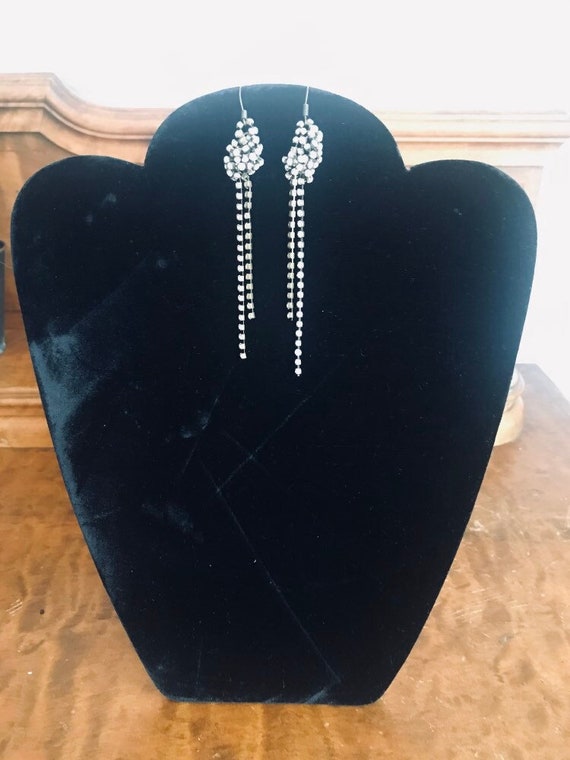 Vintage dangle earrings, 1960s, white chain