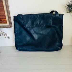 Vintage leather purse, navy blue, boho, Romano de Paolo