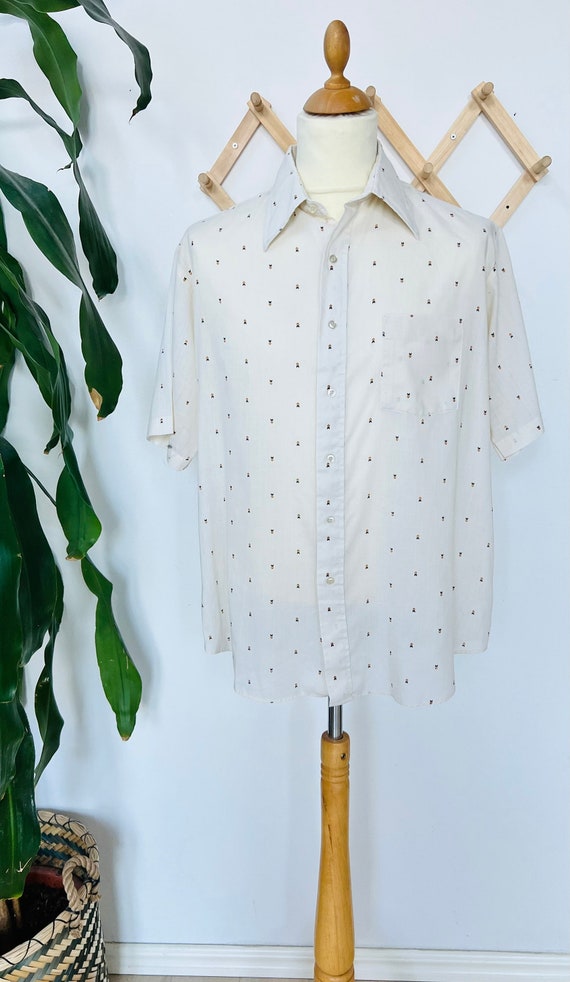 Chemise Homme Ethnic Short à Imprimé Vintage - Manches Courtes, Col Casual