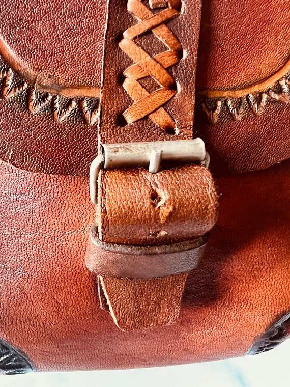 Vintage leather purse / bag, small, boho, western… - image 8