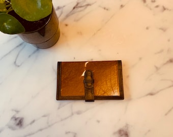 Vintage leather wallet, brown, boho, folksy