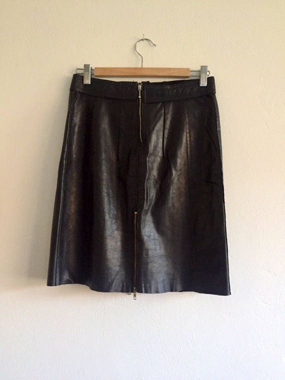 Vintage leather skirt, black rocker 1970s - image 1