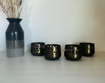 Vintage candle holders, set of four, metal