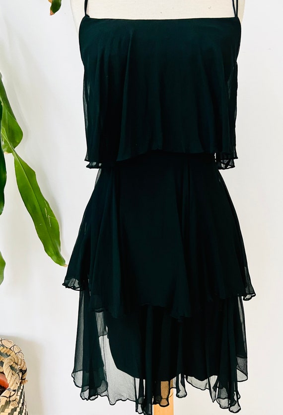 Vintage black dress, tiered, sheer, flapper, slee… - image 2