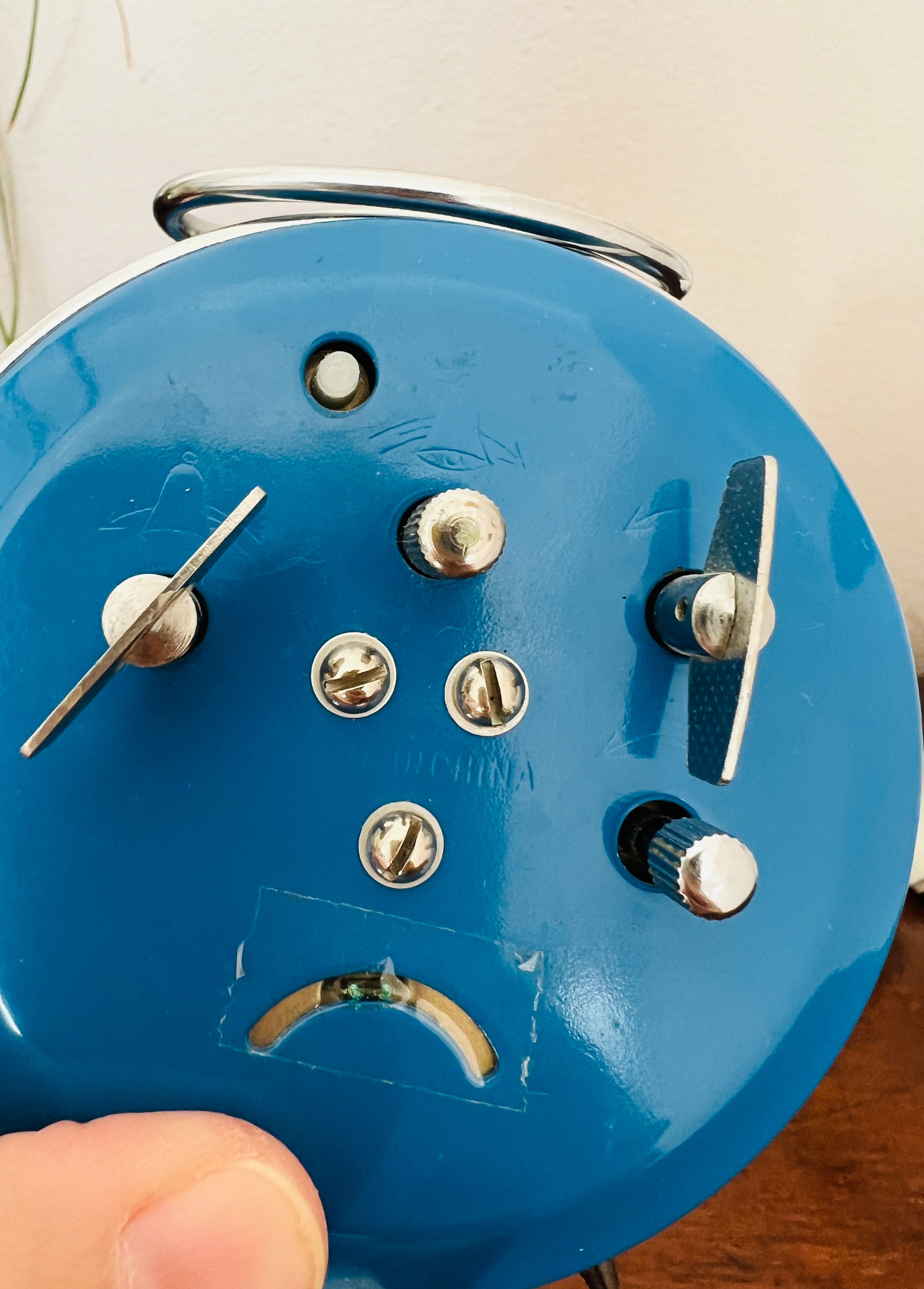 Vintage Alarm Clock, Blue, Metal, Five Rams - Etsy