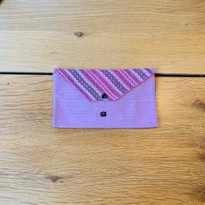 Vintage  jewelry bag, handmade, pink fabric, boho, travel