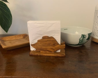 Vintage letter holder, mail holder, napkin holder, wood leaf