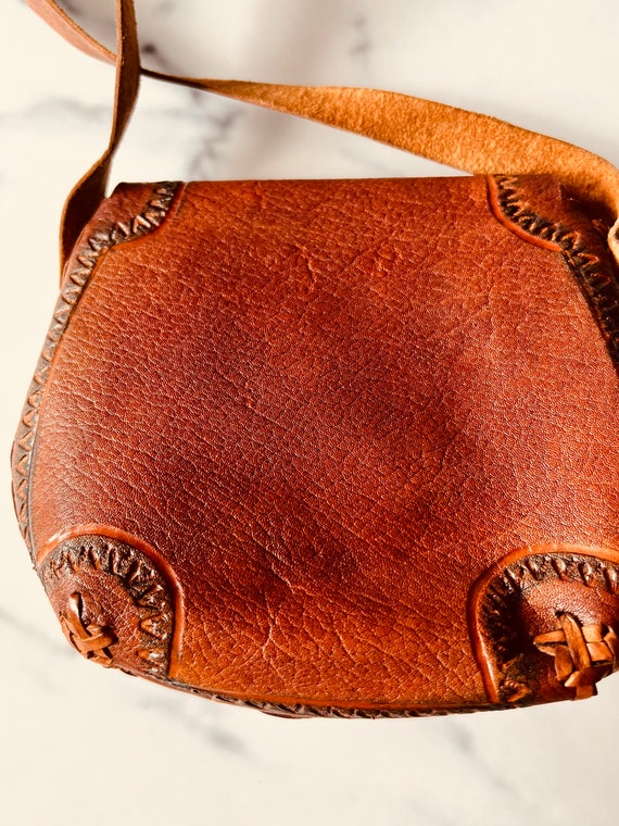 Vintage leather purse / bag, small, boho, western… - image 9