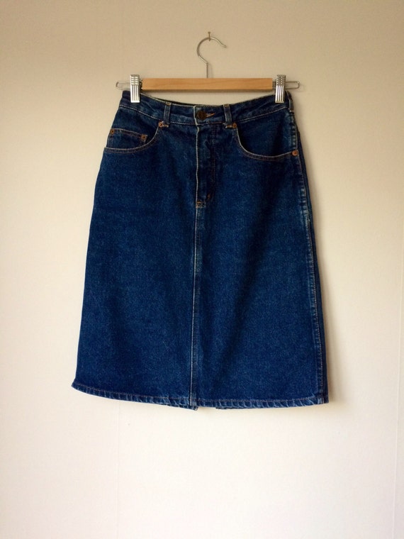 Ladies vintage skirt, 1980s denim pencil skirt, Bu