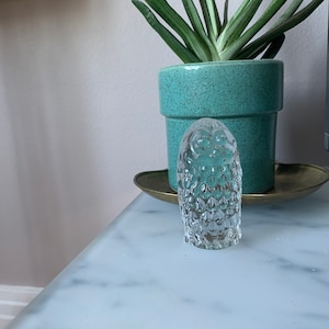 Vintage crystal owl paperweight, shelf ornament, home decoration