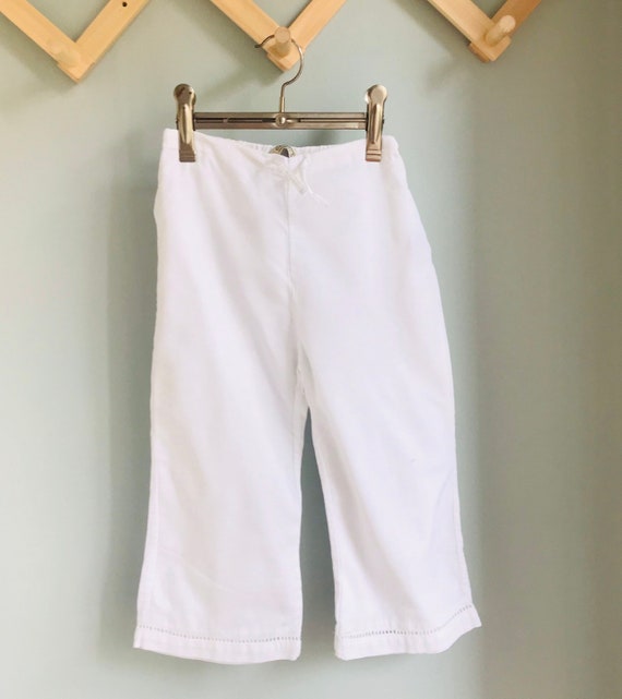 Baby vintage pants, girls, white cotton linen - image 3