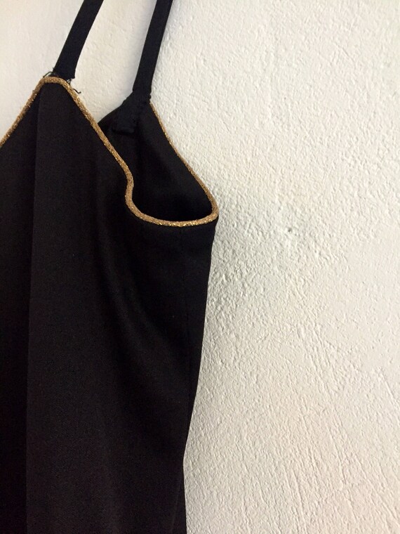 Vintage black jumpsuit, 1970s, sleeveless, gold t… - image 4