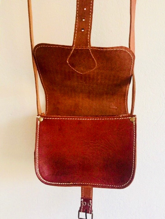 Vintage leather bag/purse/shoulder bag,  boho chic - image 5