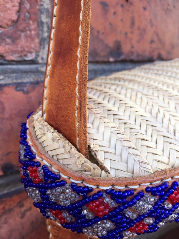 Vintage basket bag/purse/shoulder bag, beaded, bo… - image 5