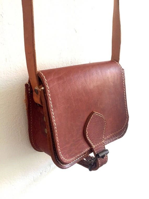 Vintage leather bag/purse/shoulder bag,  boho chic - image 3