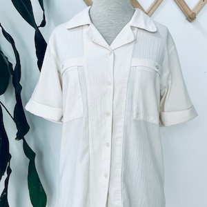 Ladies vintage white cotton blouse, natural, 1980s, oversize