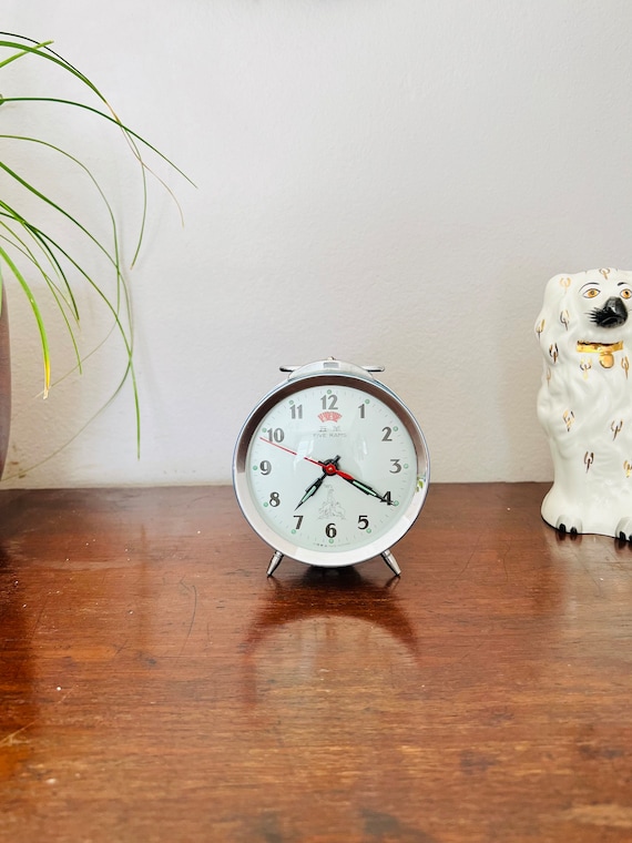 Vintage Alarm Clock, Blue, Metal, Five Rams - Etsy