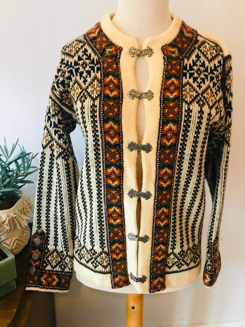 wool winter Holiday folk Vintage traditional Norwegian sweater