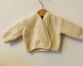 Cream baby sweater, boho, knit,