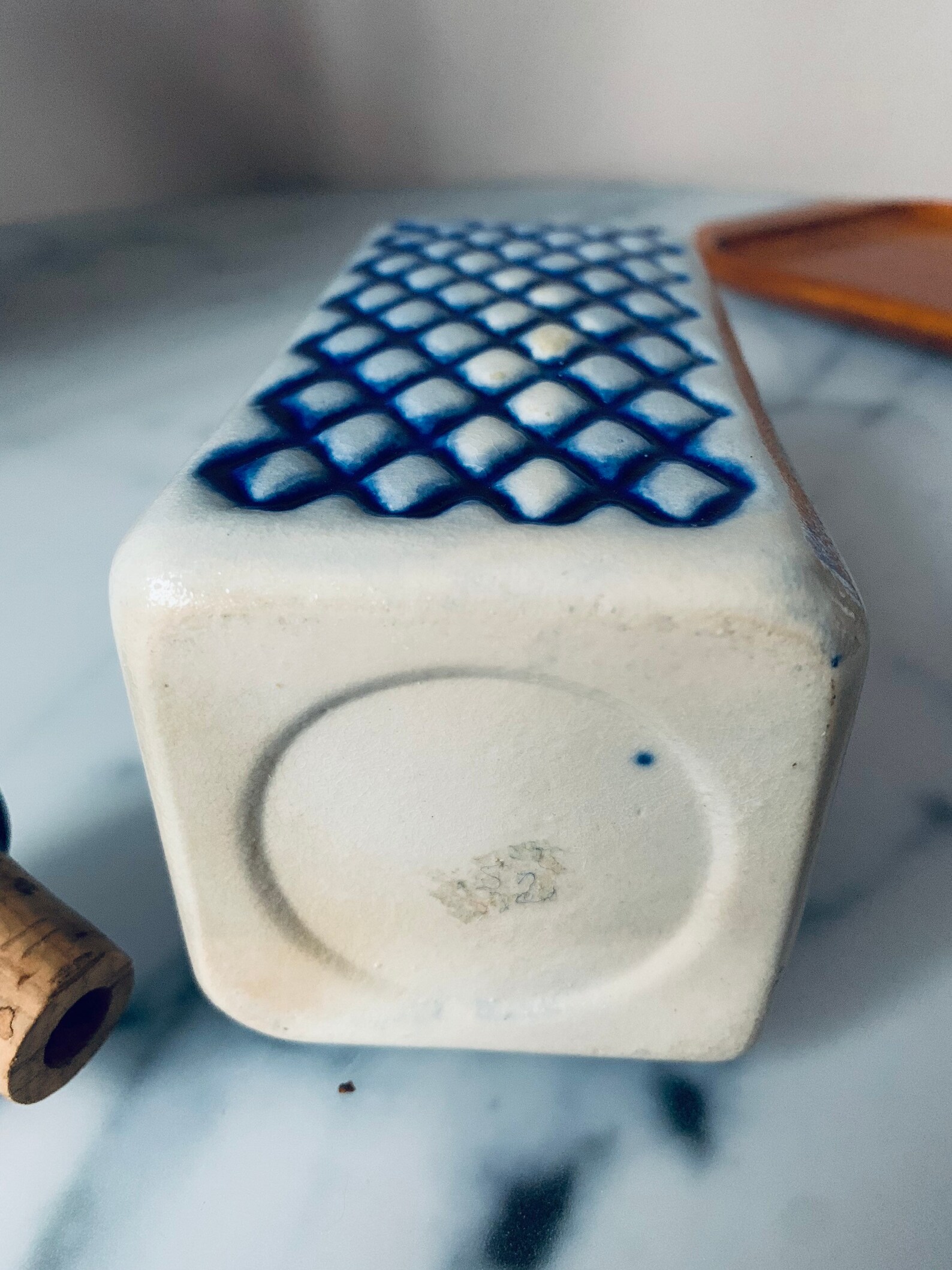 Vintage Decanter Shot Glasses Blue White Ceramic Etsy