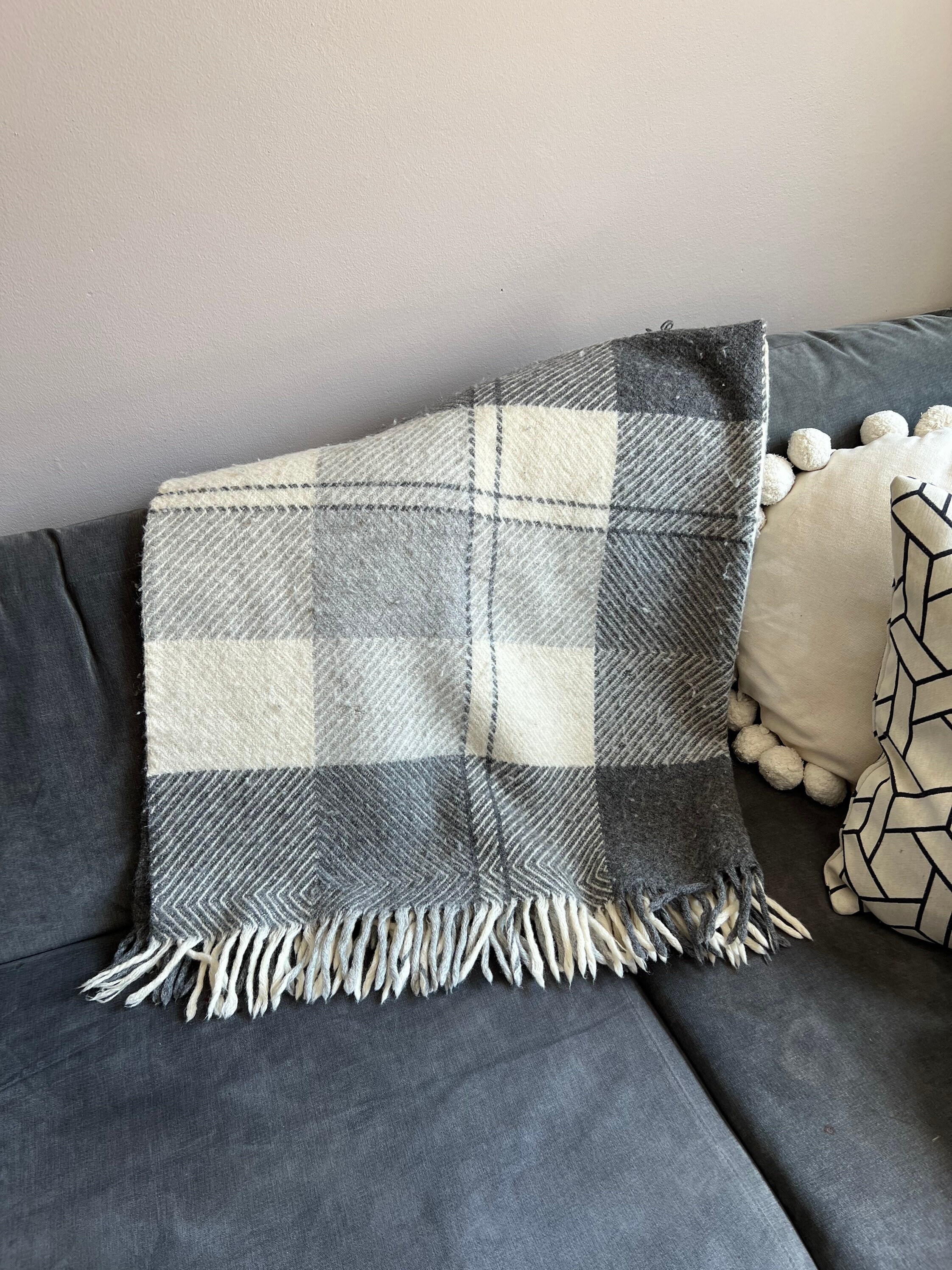 Vintage Throw Blanket, Gray Plaid, Klippan, Swedish, Wool - Etsy