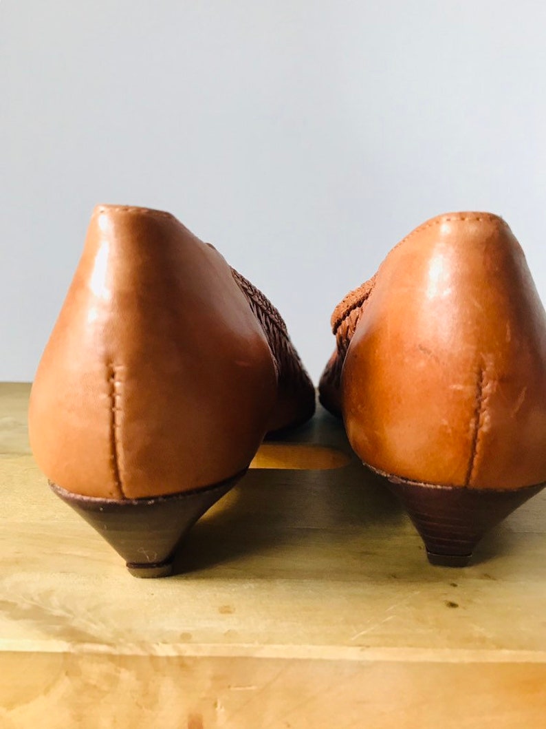 brown ballerina shoes springsummer Brazil Vintage ladies woven leather flats fashionista boho chic
