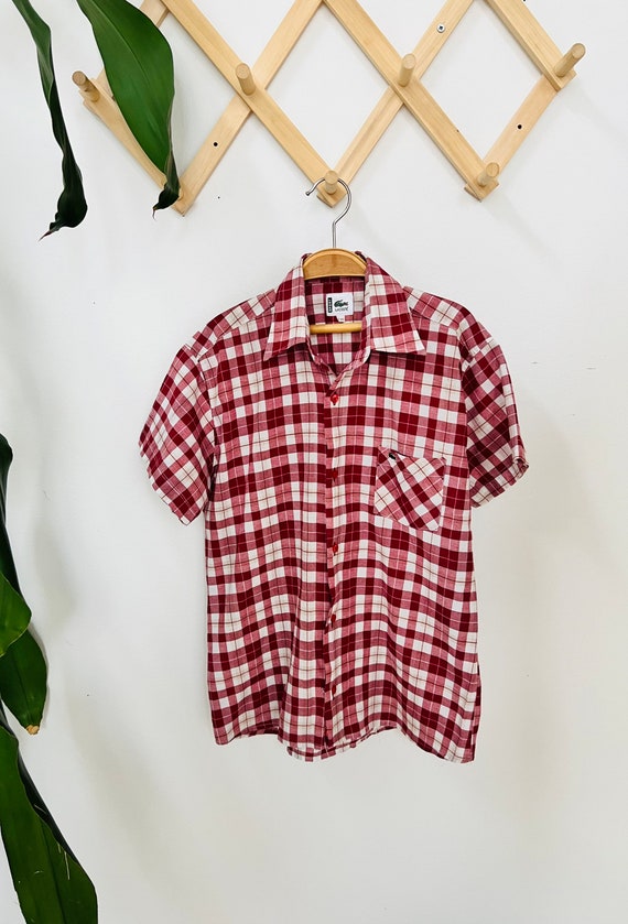 Boys vintage shirt, Lacoste, red plaid