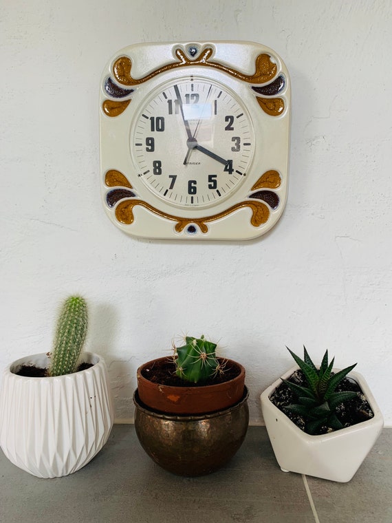 Vintage Wall Clock Ceramic Kitchen Clock Square - Etsy