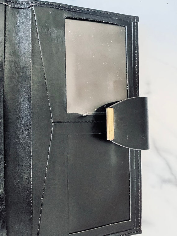Vintage leather wallet, black, zipper pocket, boh… - image 5