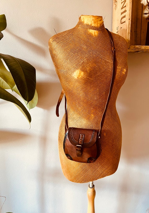 Vintage leather purse / bag, small, boho, western… - image 1