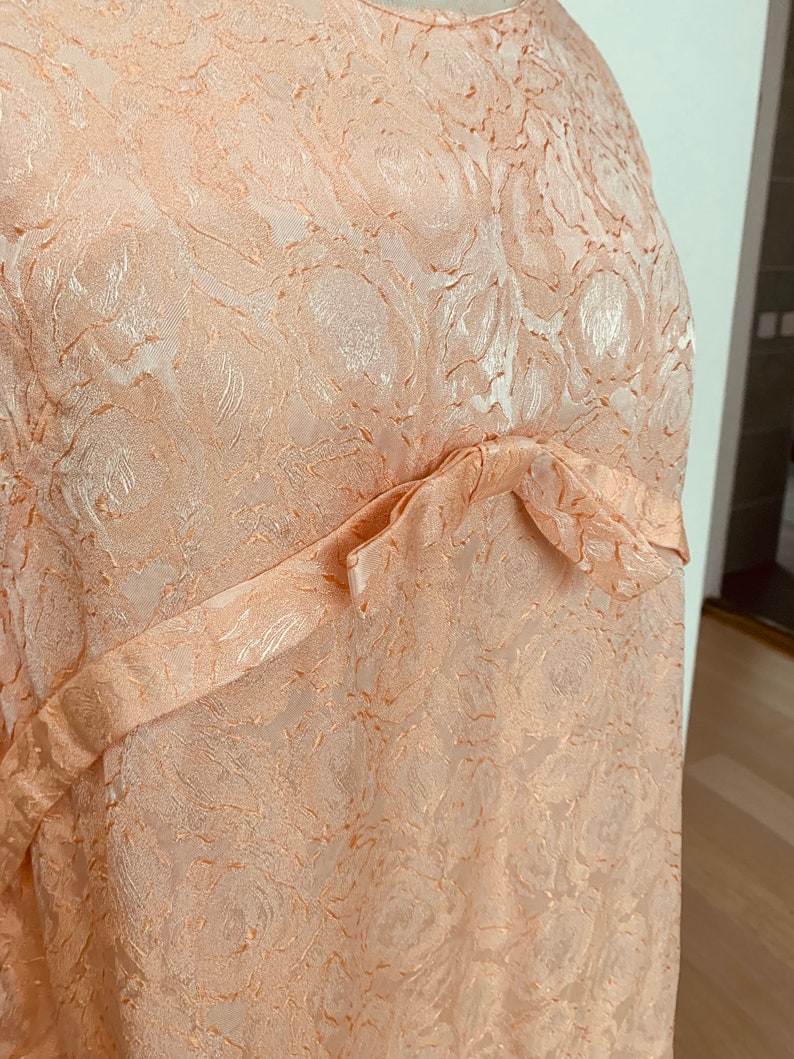 sheath flowers summer Womens vintage sleeveless dress peach 1960s flowers retro romantic