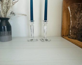 Vintage candlestick holders, crystal , Mikasa, pair