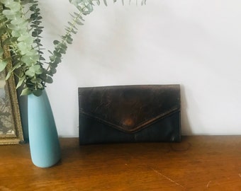 Vintage leather clutch / bag, Denmark, rustic, boho chic