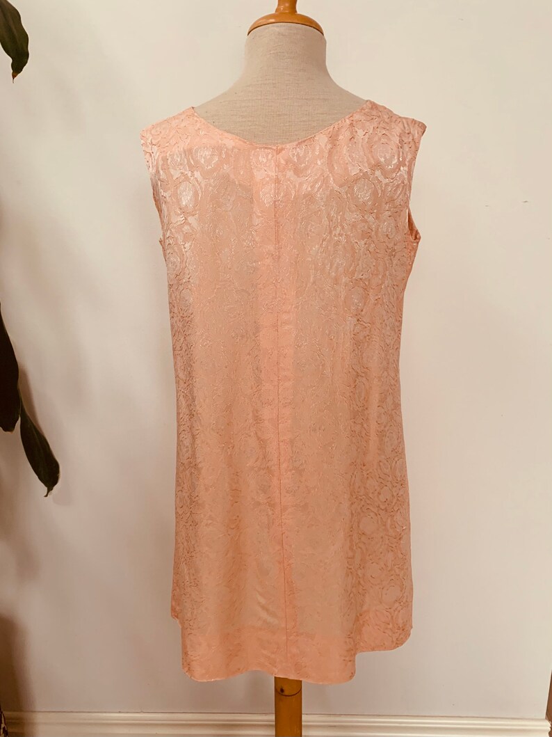sheath flowers summer Womens vintage sleeveless dress peach 1960s flowers retro romantic