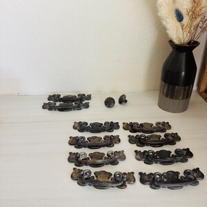 Vintage Drawer Pulls, Colonial Engraved Hardware, Metal Cabinet Handles | 12-Piece Set - Assorted Sizes