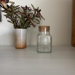 Vintage lidded jar, glass, cork