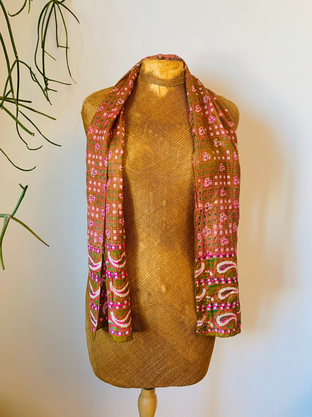 Vintage Silk Scarf, Long Thin, Indian, Ethnic - Etsy