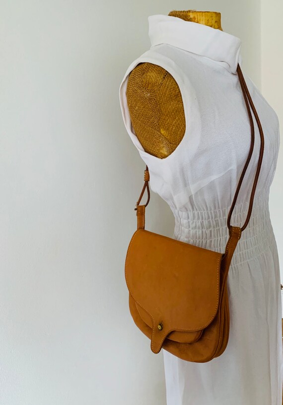 Vintage brown leather bag purse, boho chic, saddle