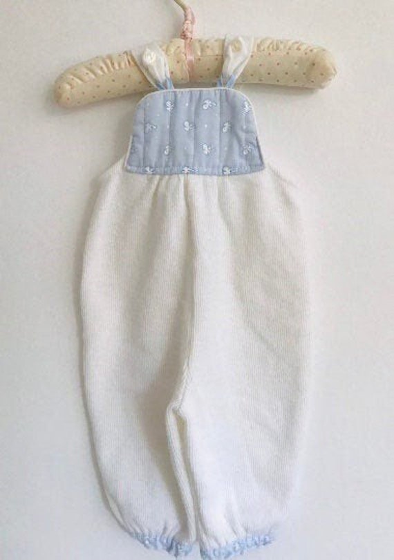 Vintage baby overall, blue, white, France