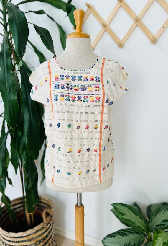 Vintage boho blouse, ethnic, cotton, hippie, embr… - image 1